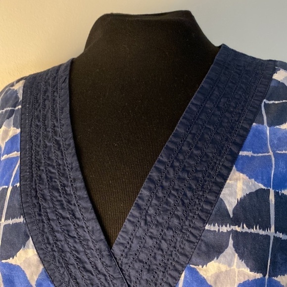 TOMMY Hilfiger dress sleeveless polka dot blue faux wrap V neck elastic waist - Picture 9 of 16